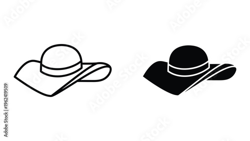 Comparison of a light and dark sun hat with wide brims and ribbons