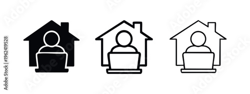 Work from home icon set. Remote work, online office, or telecommuting symbol.