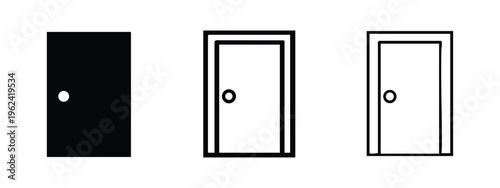 Closed door icon set. Entrance, exit, privacy, or limited access symbol.