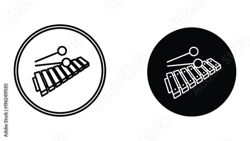 Contrasting visual styles of a marimba icon in different background designs