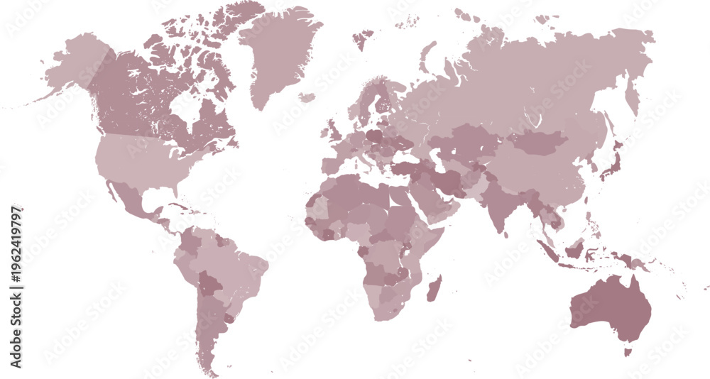 Fototapeta premium Modern Minimalist World Map with Multi-Colored Countries for Education and Travel
