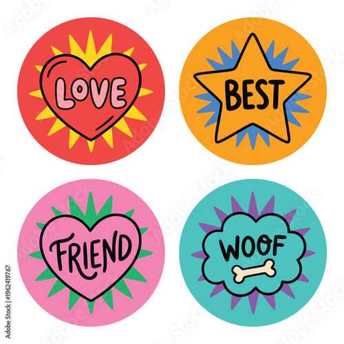 Cute Dog Themed Stickers with Positive Words.
