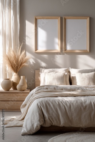 Calm and serene bedroom with natural light and decor