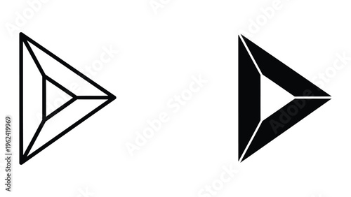 Contrast between a simple outlined arrowhead and a filled gradient arrowhead design