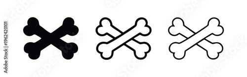 Crossed Bones Danger or Warning Sign Icon Set. Skull and Bones Symbol in Different Styles.