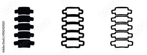Stacked Vertebrae Human Spine Icon Set. Backbone Symbol in Solid and Outline Styles.