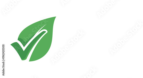 Green leaf check mark eco friendly symbol