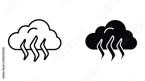 Comparison of light and dark storm clouds with rain icons.