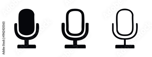 Voice Recording Microphone Icons: Podcast, Live Broadcast, Audio Input, Communication Technology Symbols