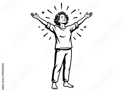 Woman unplugging from devices with mindful coffee break