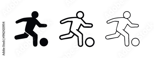 Soccer Player Kicking Ball Icon Set