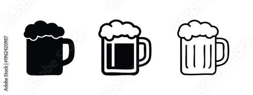 Beer Mug with Foam Beverage Icons