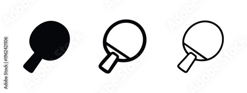 Table Tennis Paddle Top View Icon Set - Ping Pong Sport Symbols