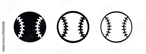Baseball Ball Icons Set - Sports Equipment and Game Symbol