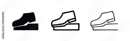 Shoe on Step Icon Set - Footwear, Movement and Progress Symbol