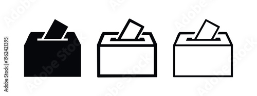 Ballot Box with Voting Paper Icon Set for Elections and Democracy