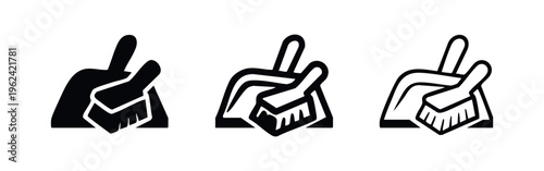 Cleaning Dustpan and Hand Brush Tool Icon Set