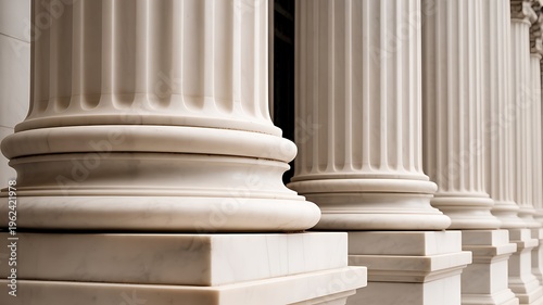 Marble columns, white stone pillars, ancient architecture details, classical building elements