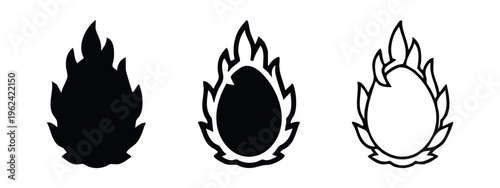 Exotic Dragon Fruit Vector Icons: Solid, Outline, and Minimal Line Art Style for Tropical Design