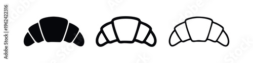Croissant icon set. French pastry vector illustration.