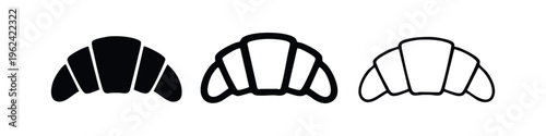 Croissant icon set. French pastry vector illustration.