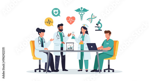 Healthcare Team Collaboration: Doctors, Nurses, and Scientists Innovating in Medical Research and Patient Care