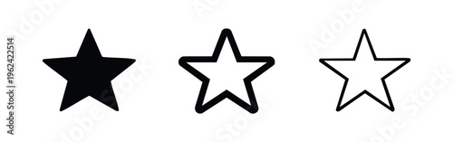 Star Icons Set for Rating and Favorite Marks - Quality Review Star Symbol Collection