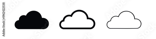 Cloud Icons Set - Weather and Sky Symbol Collection for Digital Storage and Climate