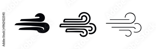 Wind Icons Set - Air Flow and Breeze Symbol Collection for Weather and Climate
