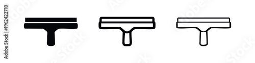 Squeegee or Window Wiper Cleaning Tool Icon Set