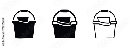 Cleaning Bucket Icon Set - Household and Janitorial Tool Symbol