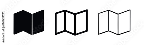 Folded Map Icon Set - Navigation, Travel, and Location Symbol