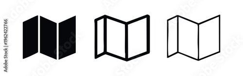 Trifold Map Icon Set - Travel Guide, Navigation, and Location Symbol