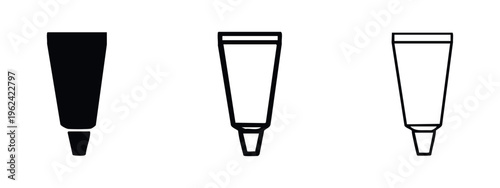 Squeeze Tube Icon Set. Cosmetic, Medical or Art Product Container Symbol.