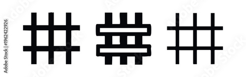 Abstract fence or barrier icon set. Security, protection, and boundary symbol.