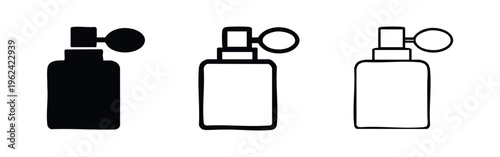 Perfume Bottle Sprayer Icon Set for Cosmetics and Fragrance Products
