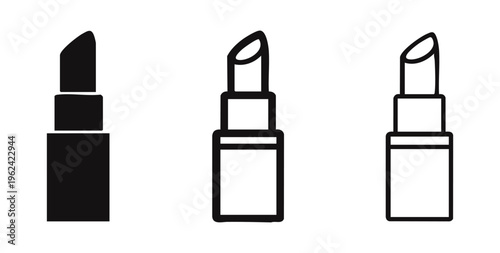 Lipstick Tube Makeup Icon Set for Cosmetics and Lip Care Products