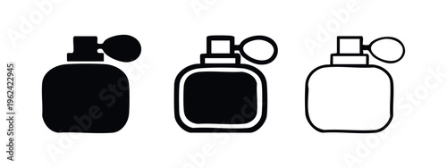 Rounded Perfume Bottle Sprayer Icon Set for Fragrance and Beauty