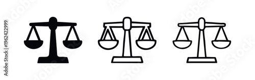 Classic Scales of Justice Icon Set for Legal and Ethical Themes.