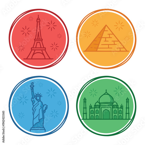 Famous Landmarks Collection Icons.