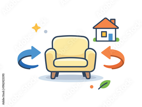 Rearranging furniture to refresh interior layout and improve home comfort in a personal living space routine, illustrating adaptability and small environmental changes that support