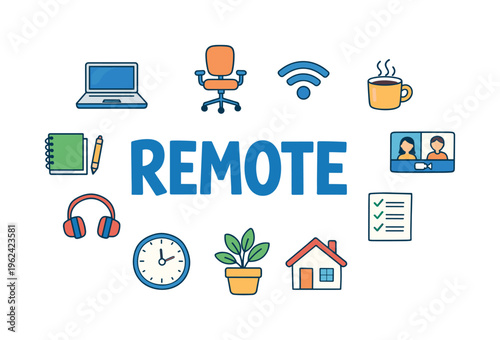 Remote work setup and home office productivity concept focused on efficient digital workspace organization, concentration and comfortable working environment