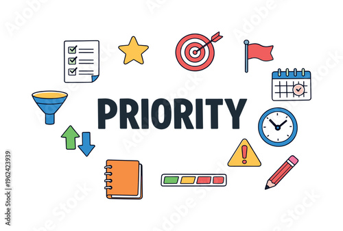 Task prioritization and decision making concept focused on selecting important actions, managing workload and improving efficiency through clear structured