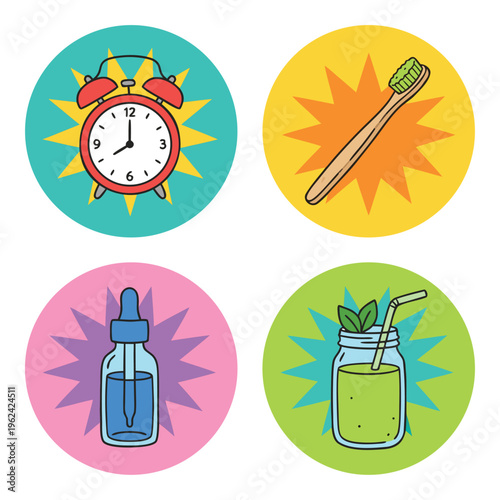 Morning Routine Icons Set.