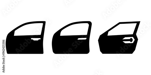 Modern Car Door Exterior Silhouette Vector Icons Set 