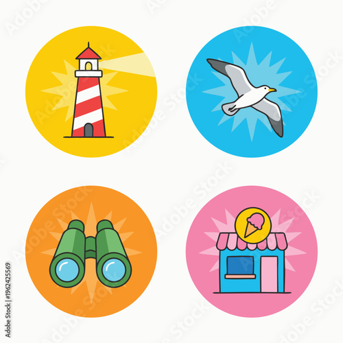 Nautical Themed Icons Set.