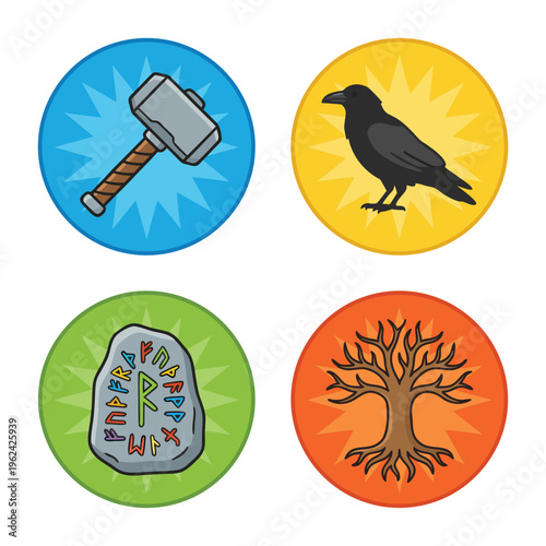 Norse Mythology Symbols Collection.