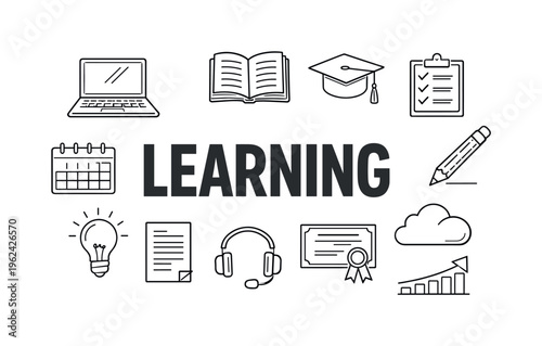 Structured learning and online education concept focused on gaining knowledge, studying efficiently and developing new skills through modern digital platforms