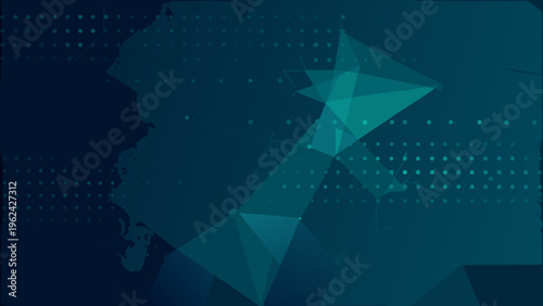 Abstract polygonal portrait of a person in shades of teal and blue