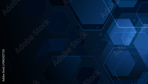Abstract geometric background with overlapping blue hexagonal shapes
